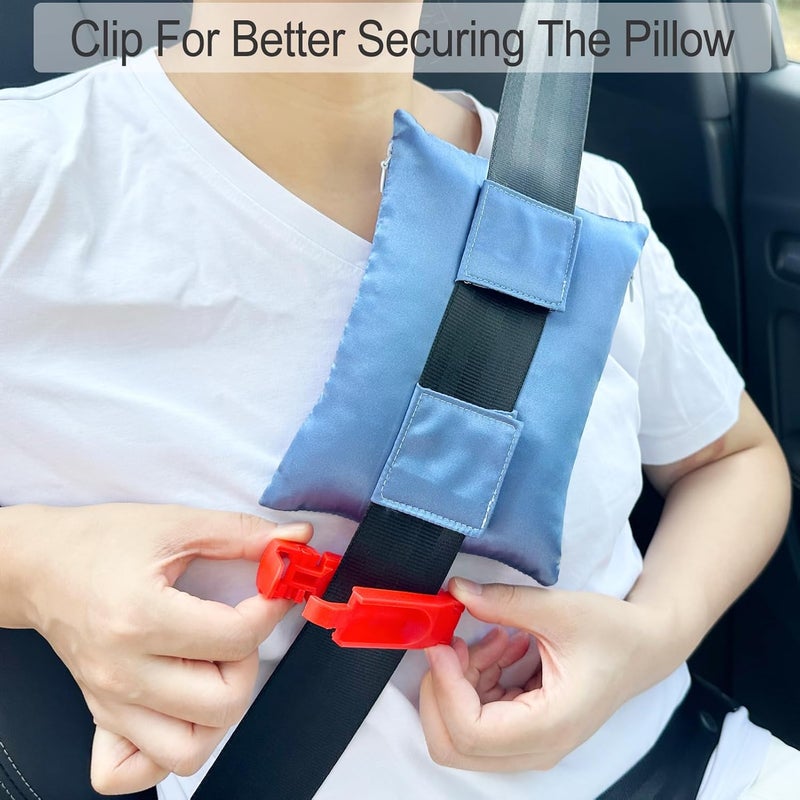 HapiPoppy Port Pillows Chemo Port Pillow for Seatbelt Pacemaker Chest Protector Chemo Patients Cancer Open-Heart Incision Recovery Post Surgery Support Cushion Gifts, Silky Satin Haze Blue - Image 4